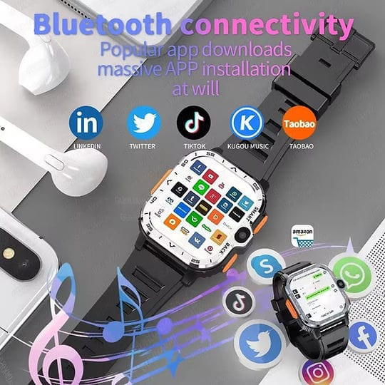 SmartWatch S8 ULTRA 4G LTE GPS Wifi SIM Card NFC Dual Camera Rugged 16/64G ROM Storage Google Play Heart Rate Android Smart Watch Men