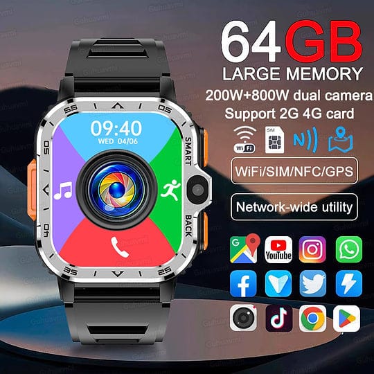 SmartWatch S8 ULTRA 4G LTE GPS Wifi SIM Card NFC Dual Camera Rugged 16/64G ROM Storage Google Play Heart Rate Android Smart Watch Men