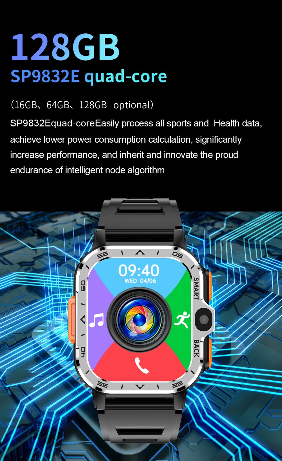 SmartWatch S8 ULTRA 4G LTE GPS Wifi SIM Card NFC Dual Camera Rugged 16/64G ROM Storage Google Play Heart Rate Android Smart Watch Men