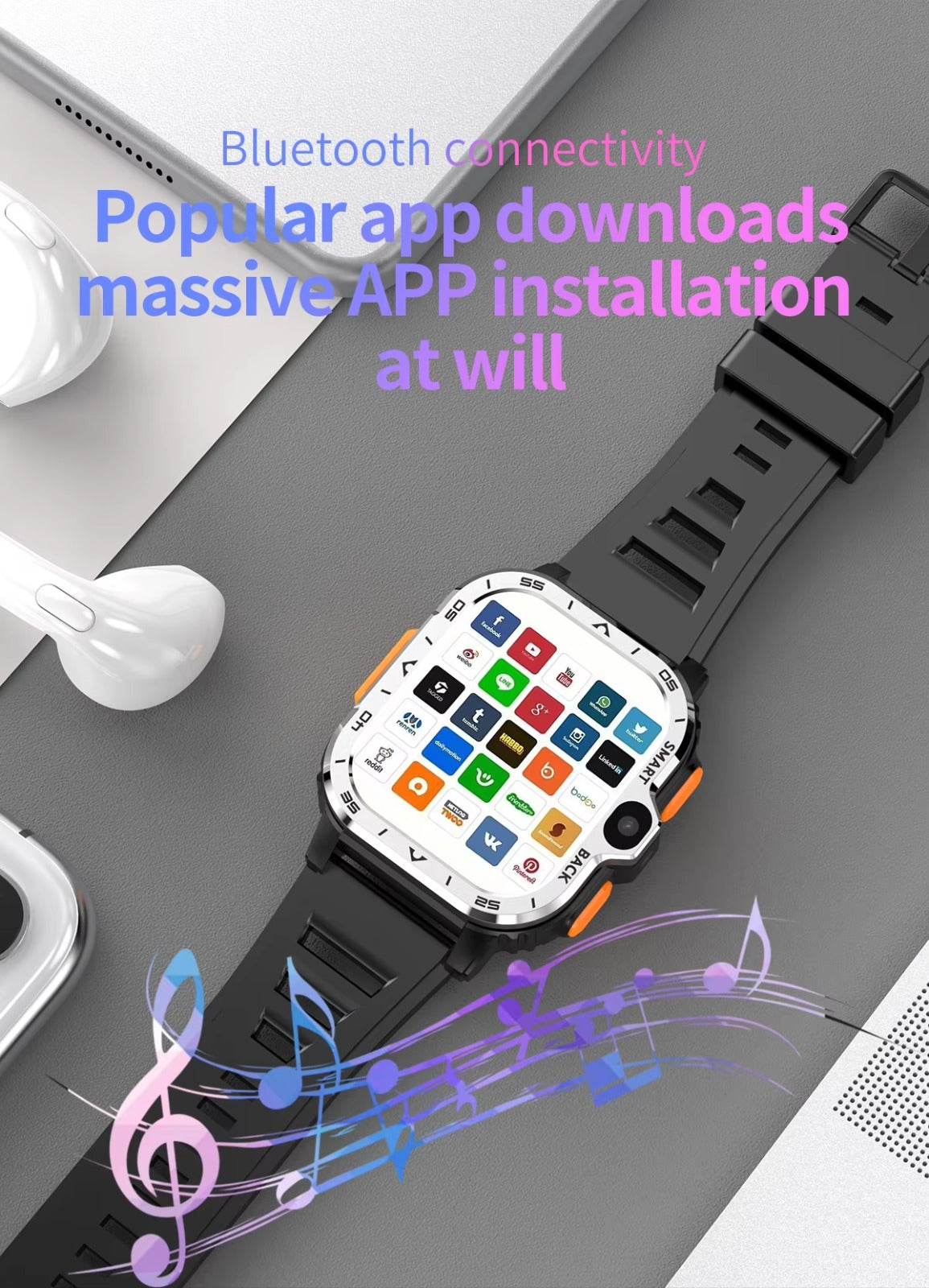 SmartWatch S8 ULTRA 4G LTE GPS Wifi SIM Card NFC Dual Camera Rugged 16/64G ROM Storage Google Play Heart Rate Android Smart Watch Men