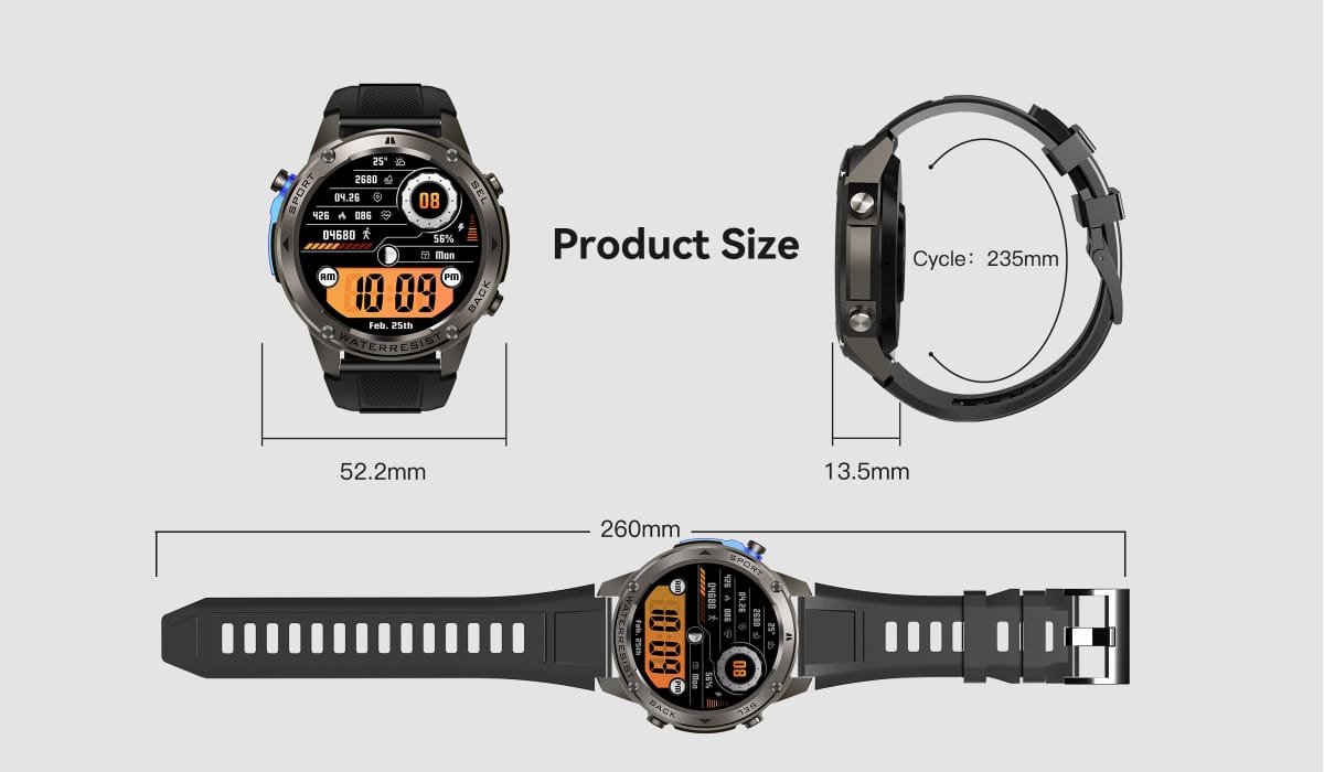 Smartwatch DM56 Sport With GPS 5ATM Waterproof 400mAh Battery Magnetic Charging Blood Oxygen Sleep Monitoring